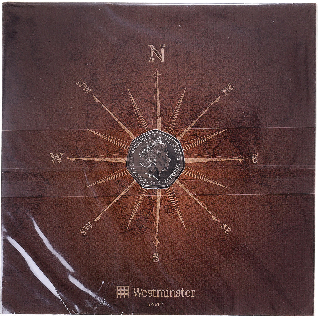 Coin, Guernsey, Set 5 Monnaies., 2022, 5x 50 pence ,Tour Du Monde en 80