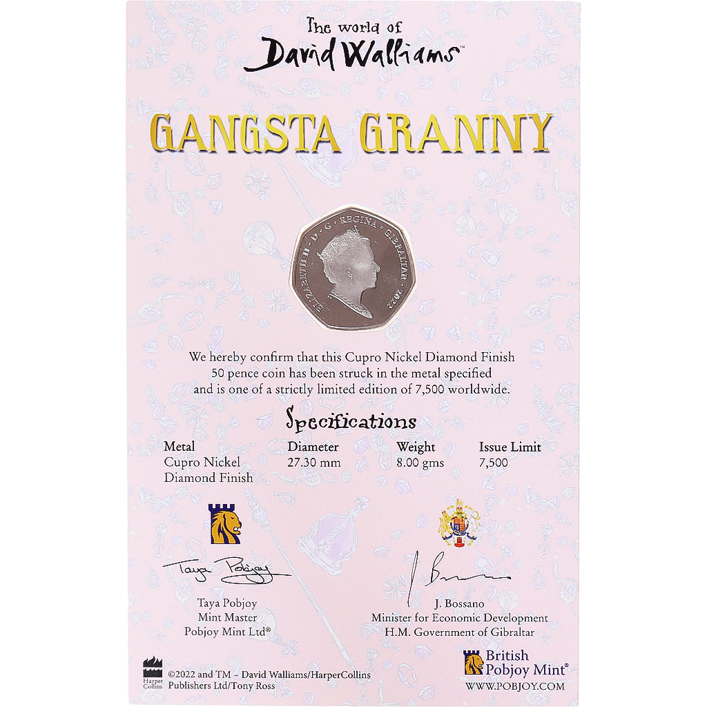 Monnaie, Gibraltar, 50 Pence, 2022, Pobjoy Mint, Gangsta Granny.Colorized  BU