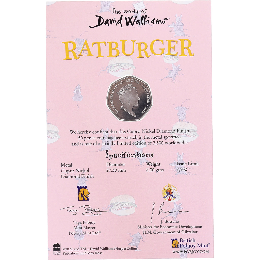 Coin, Gibraltar, 50 Pence, 2022, Pobjoy Mint, RATBURGER.BU, MS(65-70)