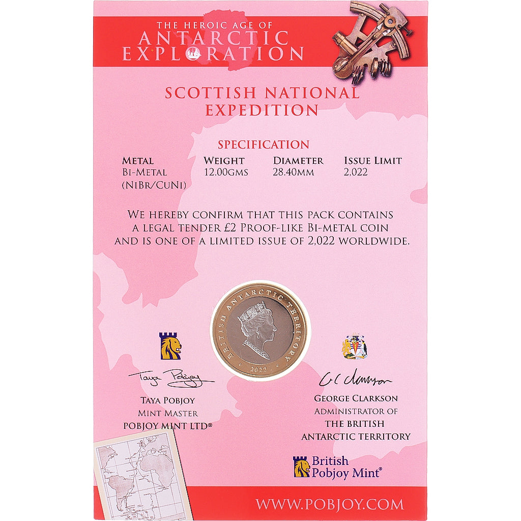 Coin, British Antarctic Territory, 2 Pounds, 2022, Pobjoy Mint, Navire Scotia