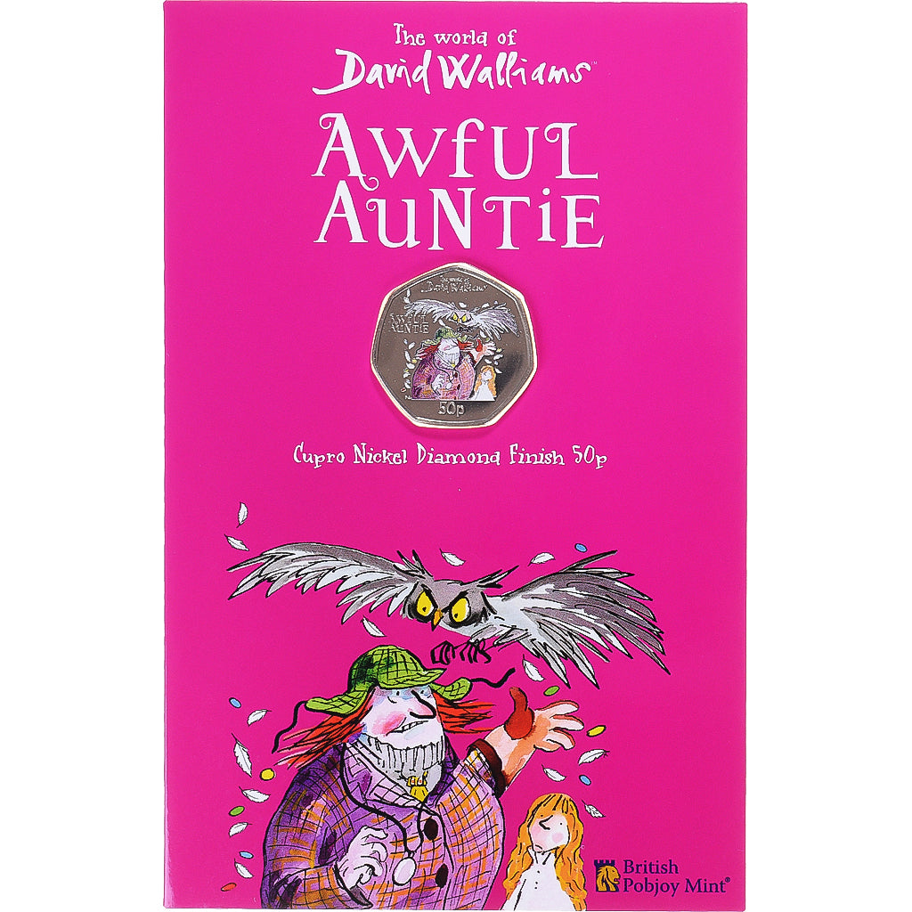 Coin, Gibraltar, 50 Pence, 2022, Pobjoy Mint, Awful Auntie.Colorized.FDC