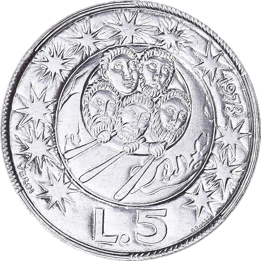 Moneta, San Marino, 5 Lire, 1973, Rome, FDC, Alluminio, KM:24