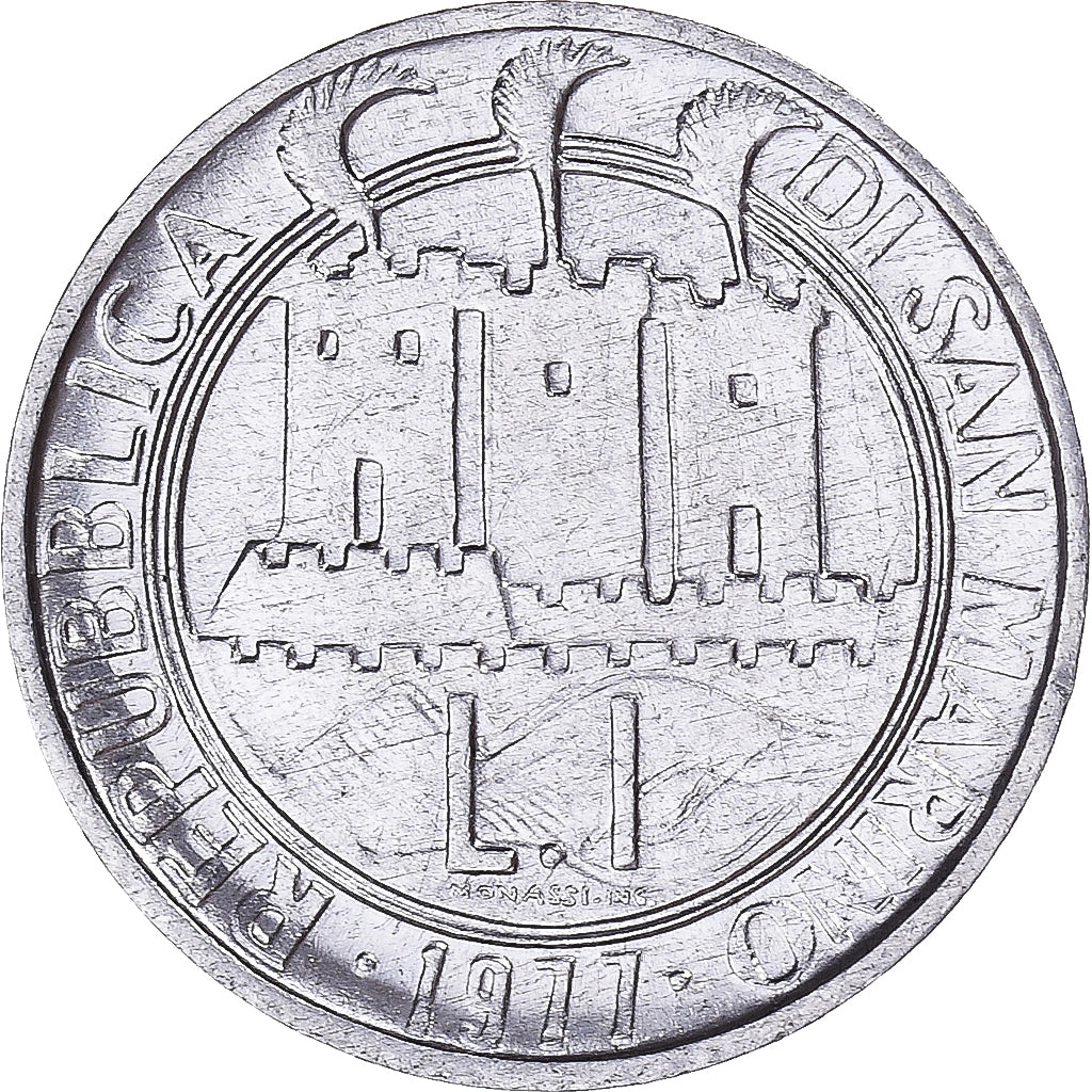 Moeda, San Marino, Lira, 1977, F.A.O., MS(65-70), Alumínio, KM:63
