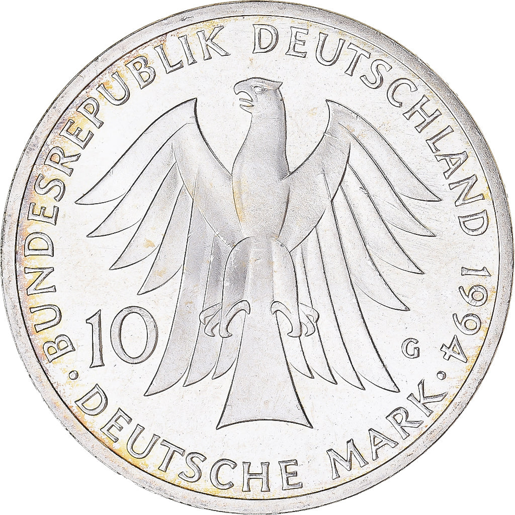 Moneta, Niemcy - RFN, 10 Mark, 1994, Karlsruhe, Germany, MS(65-70), Srebro