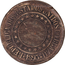 Coin, Brazil, 40 Reis, 1893, VF(30-35), Bronze, KM:491