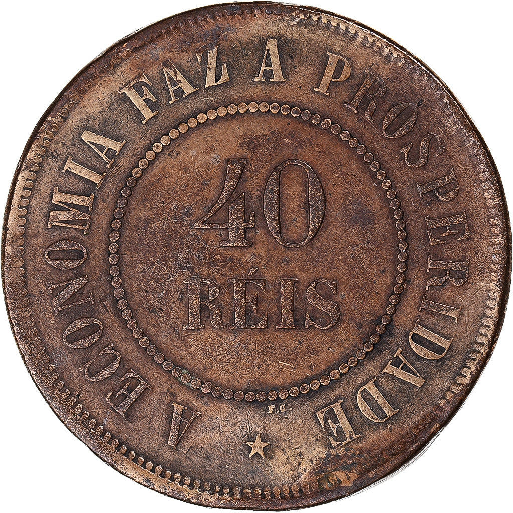 Coin, Brazil, 40 Reis, 1893, VF(30-35), Bronze, KM:491