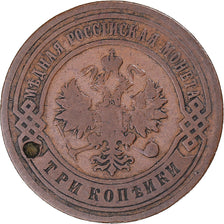 Moeda, Rússia, Nicholas II, 3 Kopeks, 1904, Saint-Petersburg, VF(30-35), Cobre