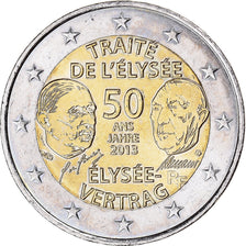France, 2 Euro, Traité de l'Elysée, 2013, Paris, AU(55-58), Bi-Metallic