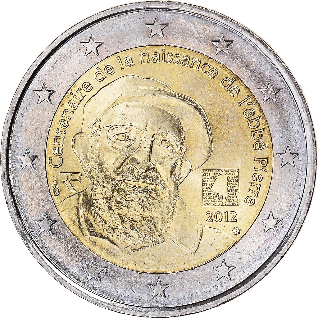 Frankreich, 2 Euro, Abbé Pierre, 2012, Paris, UNZ, Bi-Metallic, KM:1894