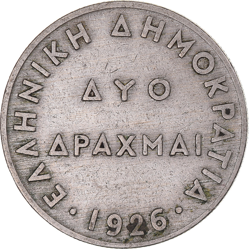 Coin, Greece, 2 Drachmai, 1926, EF(40-45), Cupro Nickel, KM:70