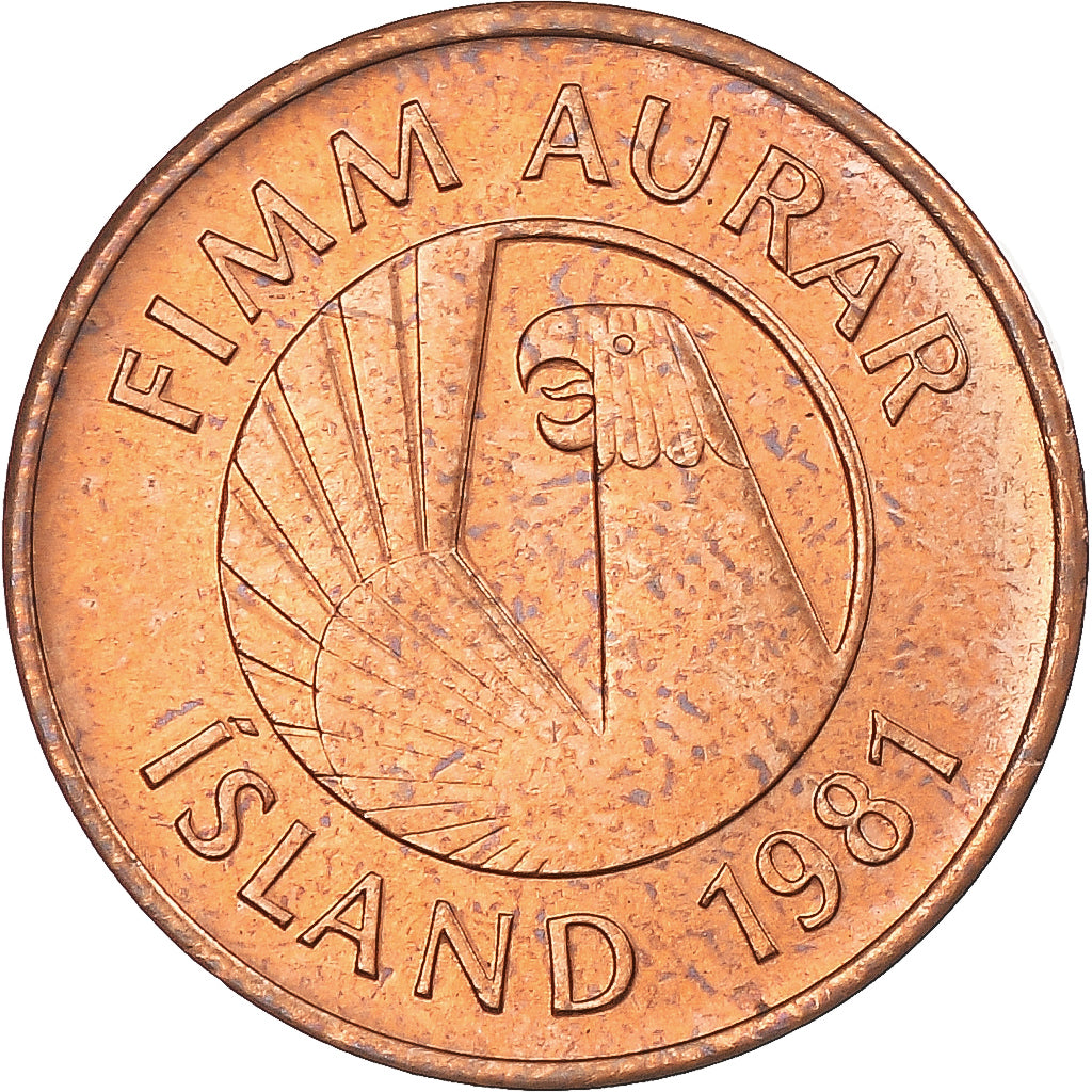 Coin, Iceland, 5 Aurar, 1981, AU(55-58), Bronze, KM:24