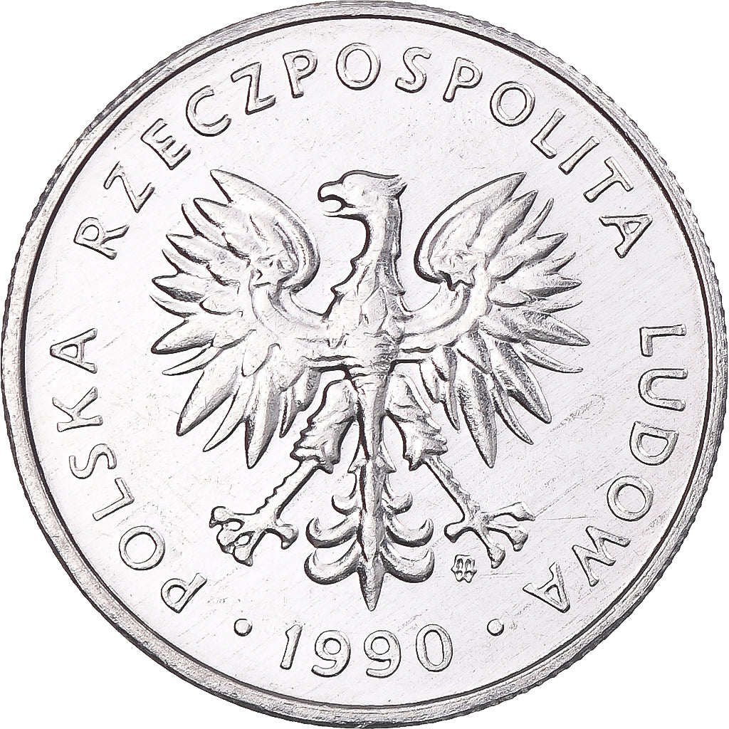 Münze, Polen, 5 Zlotych, 1990, Warsaw, VZ, Aluminium, KM:81.3
