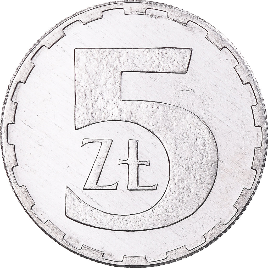 Münze, Polen, 5 Zlotych, 1990, Warsaw, VZ, Aluminium, KM:81.3