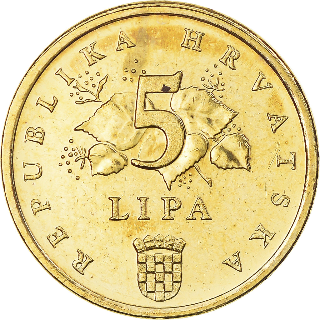 Coin, Croatia, 5 Lipa, 2000, MS(65-70), Brass plated steel, KM:15