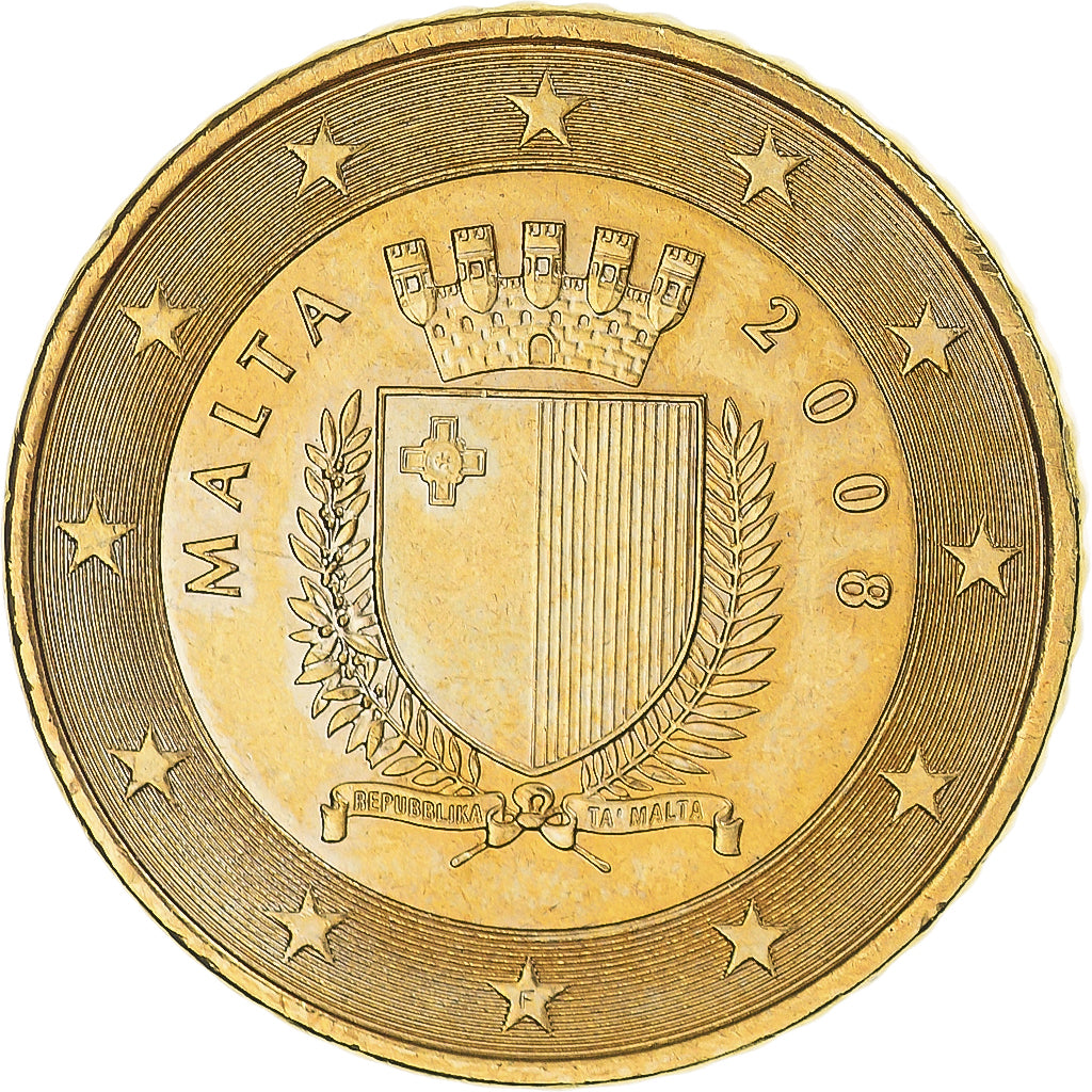 Malta, 50 Euro Cent, 2008, Paris, MS(63), Latão, KM:130