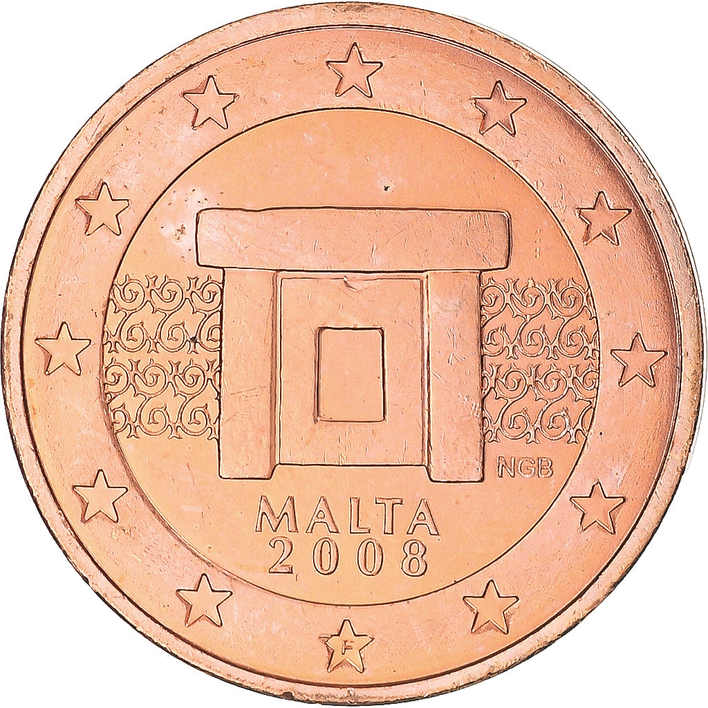 Malta, 2 Euro Cent, 2008, Paris, SPL, Acciaio placcato rame, KM:126
