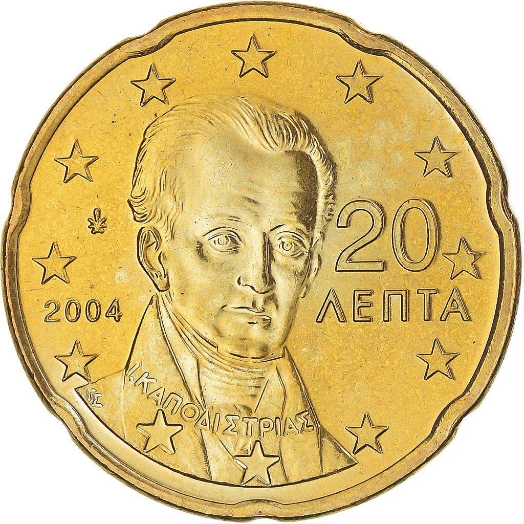 Griekenland, 20 Euro Cent, 2004, Athens, FDC, Tin, KM:185