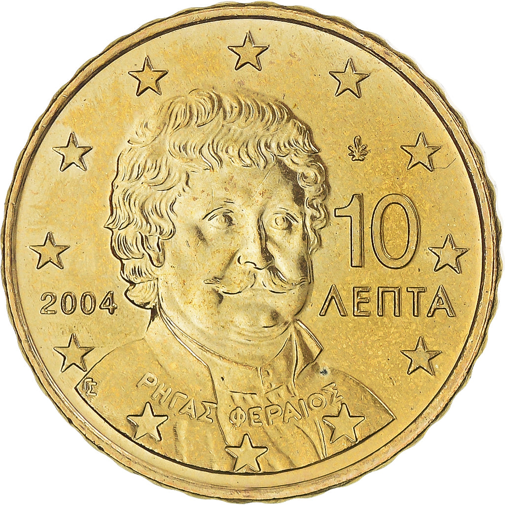 Griechenland, 10 Euro Cent, 2004, Athens, STGL, Messing, KM:184