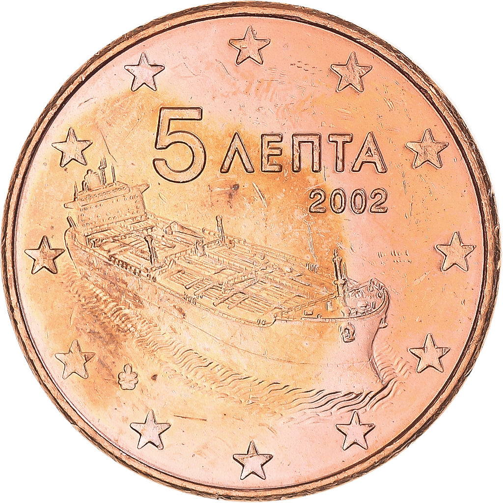 Griechenland, 5 Euro Cent, 2002, Athens, SS, Copper Plated Steel, KM:183