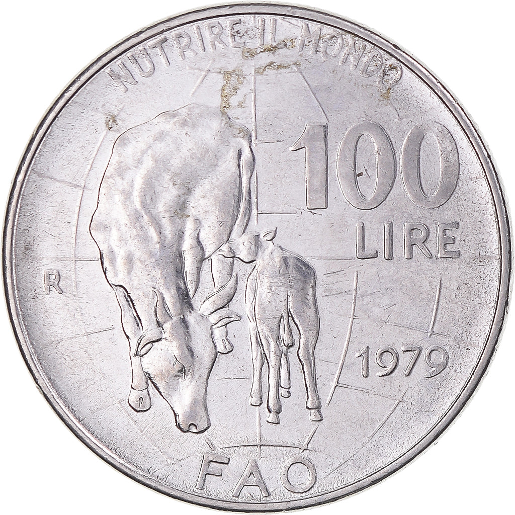 Moneda, Italia, 100 Lire, 1979, Rome, FAO, MBC, Acero inoxidable, KM:106