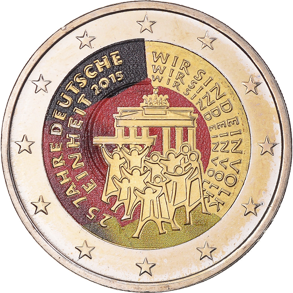 Germany, 2 Euro, 25 years, 2015, Colourized, MS(63), Bi-Metallic