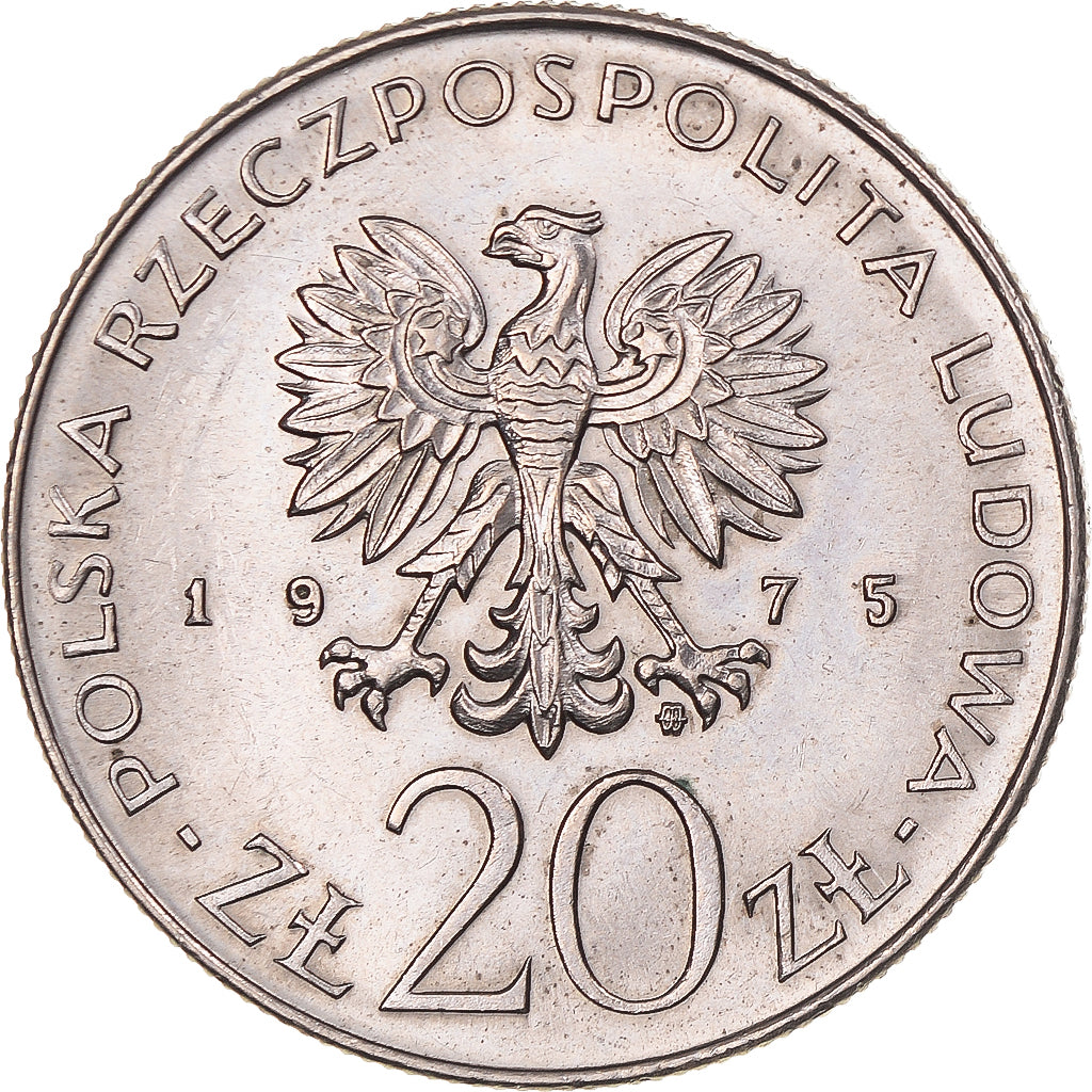 Moneta, Polonia, 20 Zlotych, 1975, Warsaw, BB+, Rame-nichel, KM:75