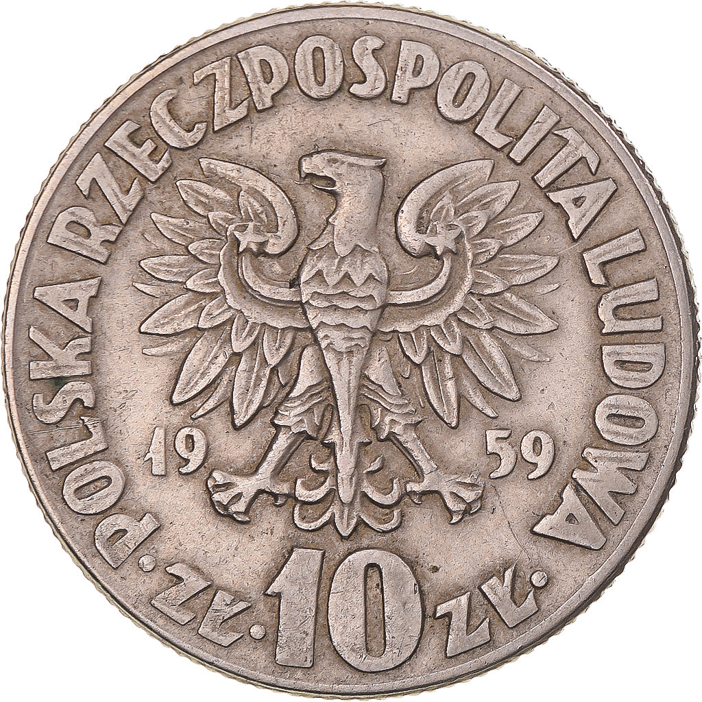 Moneta, Polonia, 10 Zlotych, 1959, Warsaw, BB, Rame-nichel, KM:51