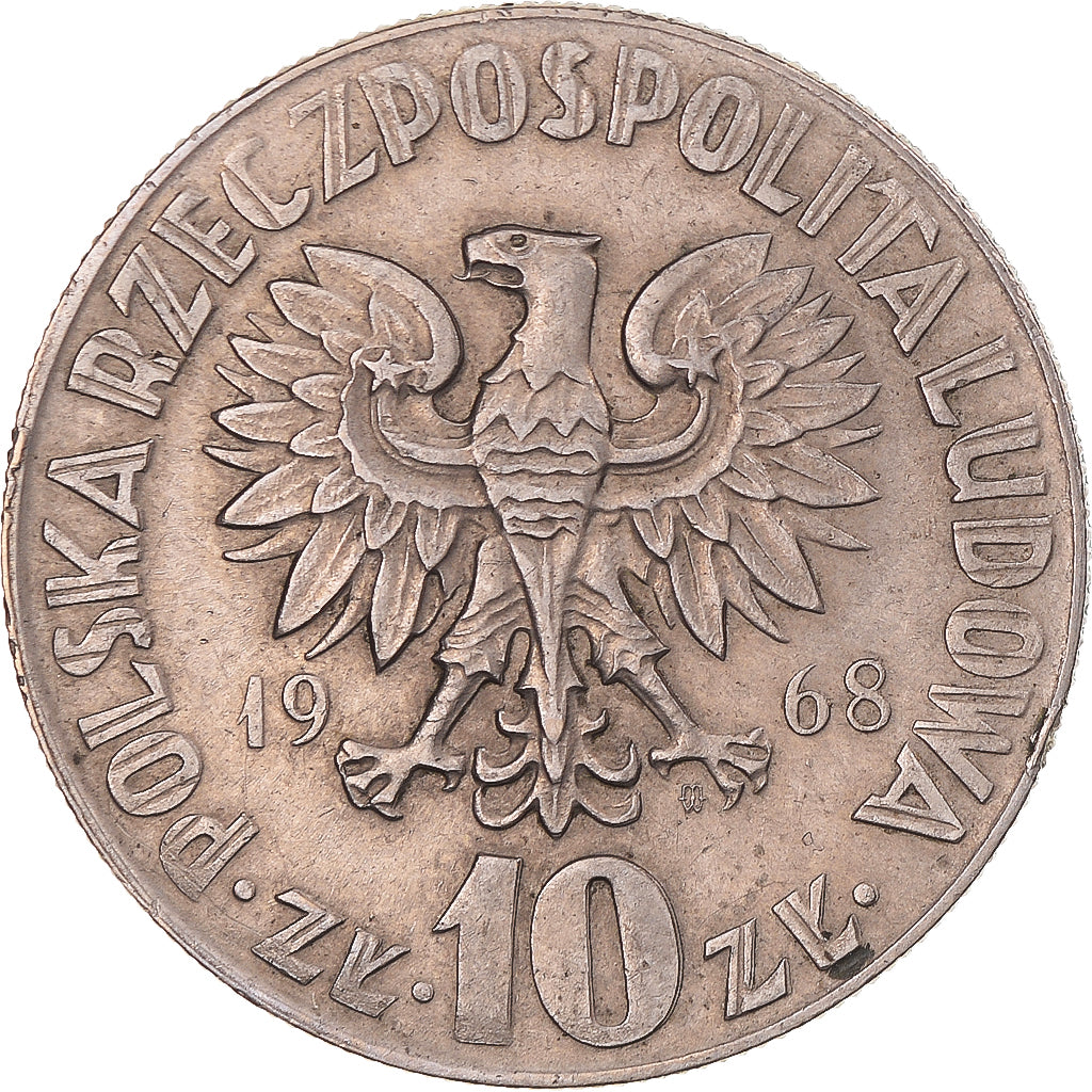 Moneta, Polonia, 10 Zlotych, 1968, Warsaw, BB, Rame-nichel, KM:51a