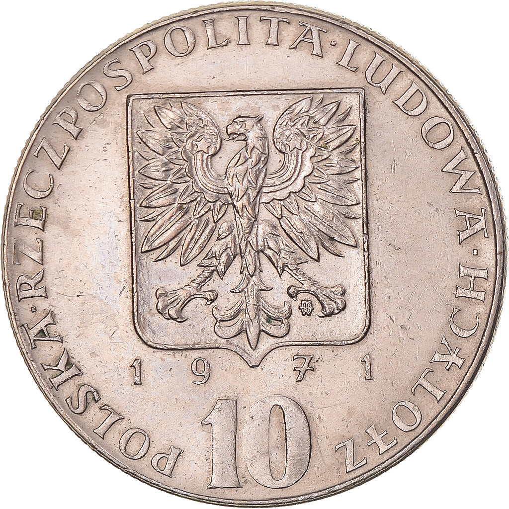 Moneta, Polonia, 10 Zlotych, 1971, Warsaw, BB+, Rame-nichel, KM:63