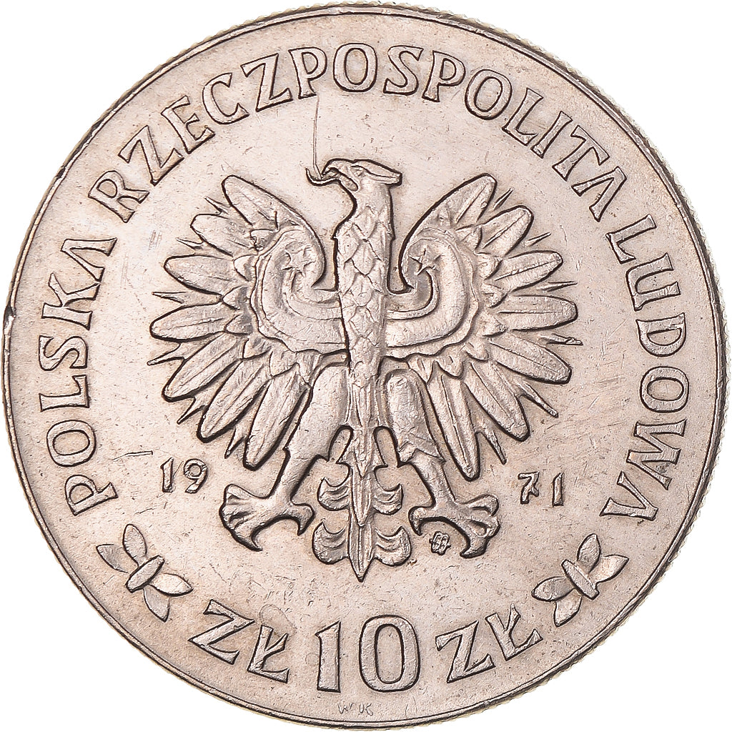 Moneta, Polonia, 10 Zlotych, 1971, Warsaw, BB, Rame-nichel, KM:64