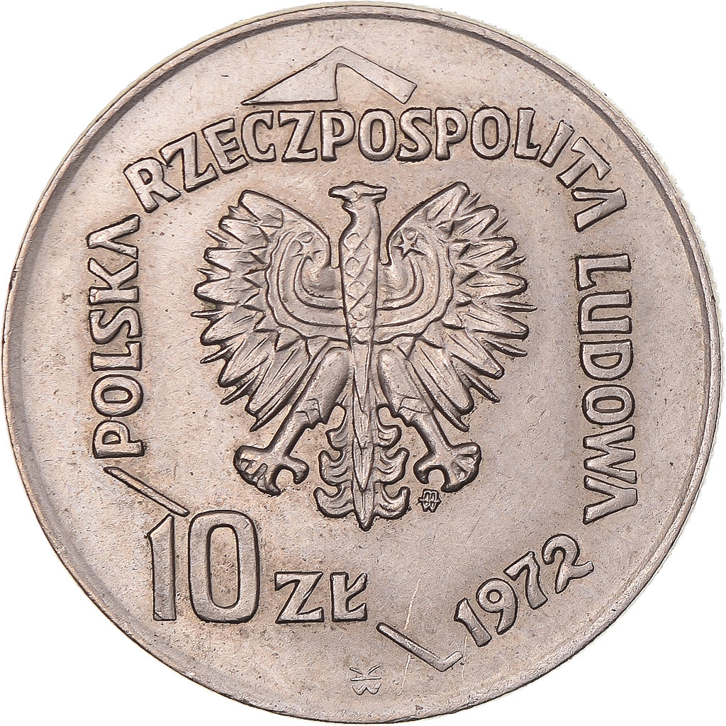 Moneta, Polonia, 10 Zlotych, 1972, Warsaw, BB, Rame-nichel, KM:65