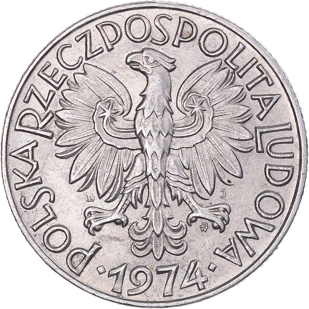 Coin, Poland, 5 Zlotych, 1974, Warsaw, MS(63), Aluminum, KM:47