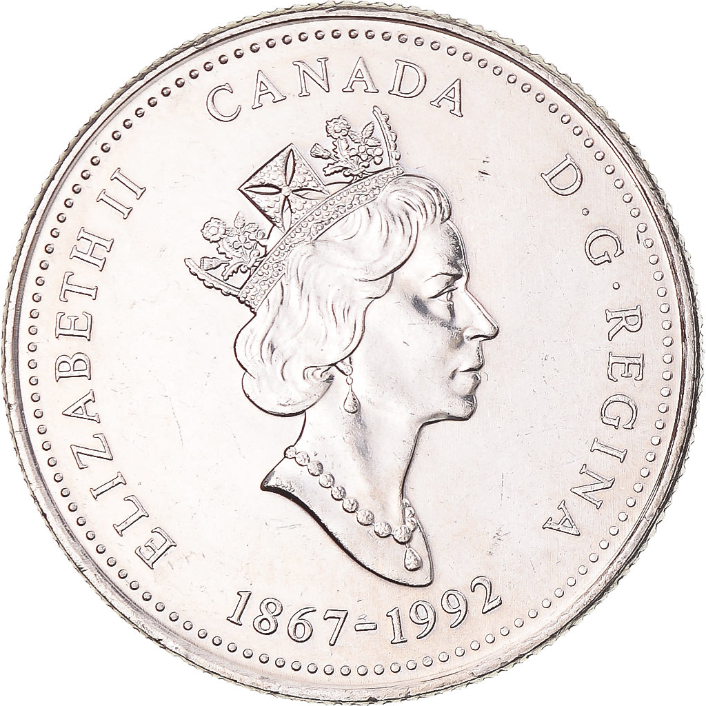 Coin, Canada, Elizabeth II, 25 Cents, 1992, Royal Canadian Mint, Ottawa