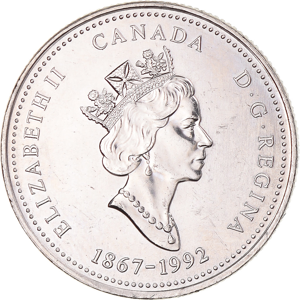 Coin, Canada, Elizabeth II, 25 Cents, 1992, Royal Canadian Mint, Ottawa