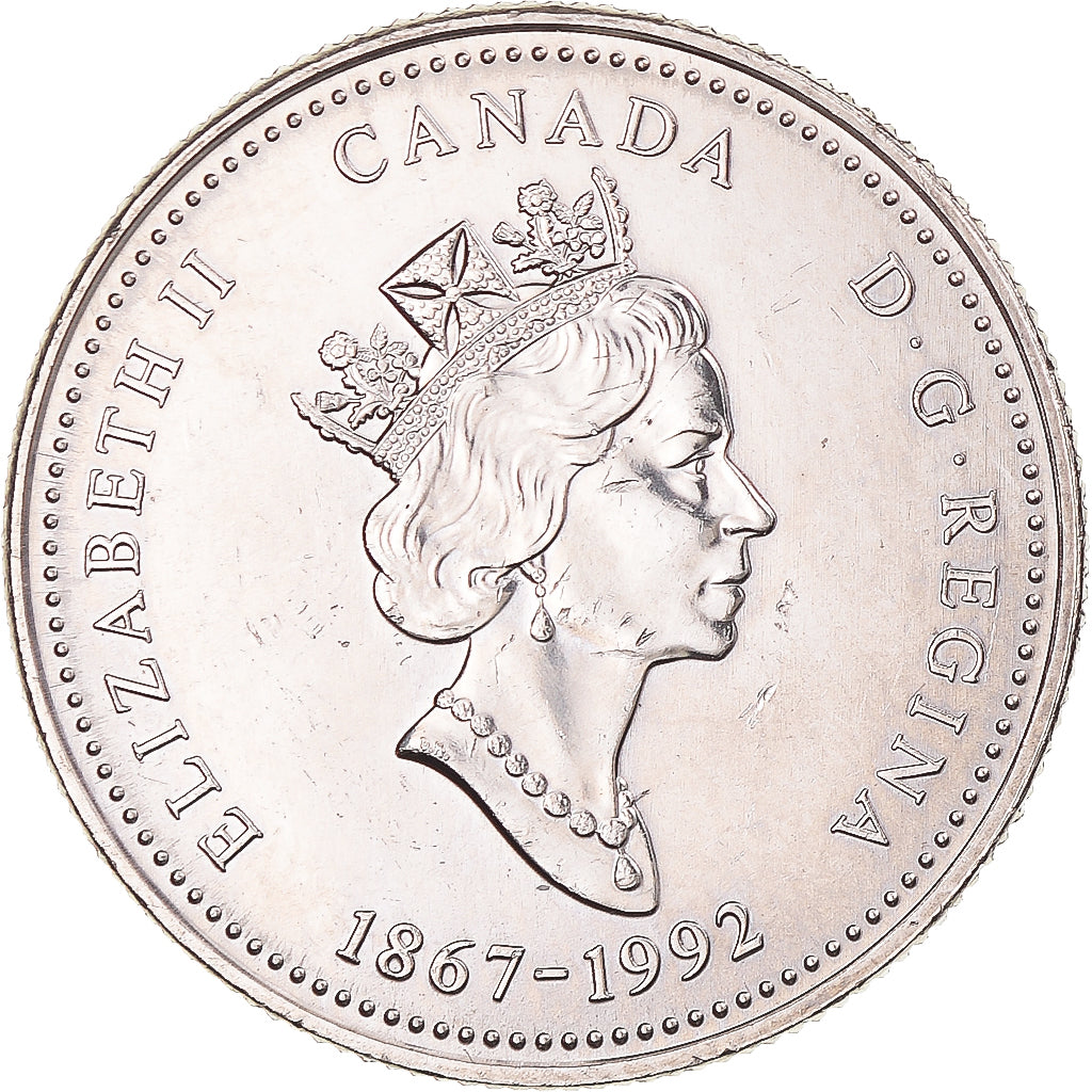 Coin, Canada, Elizabeth II, 25 Cents, 1992, Royal Canadian Mint, Ottawa