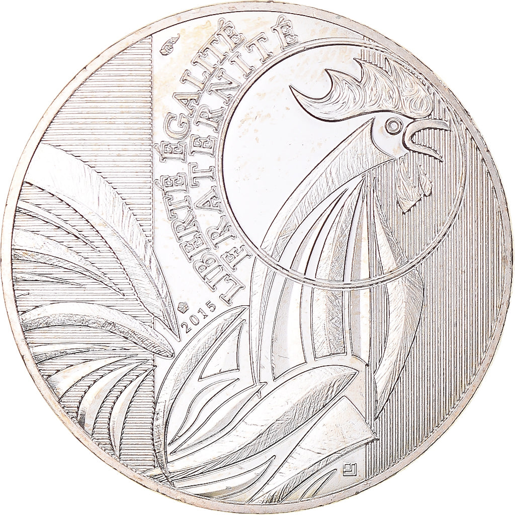 France, 10 Euro, Coq, 2015, MS(63), Silver, Gadoury:EU727