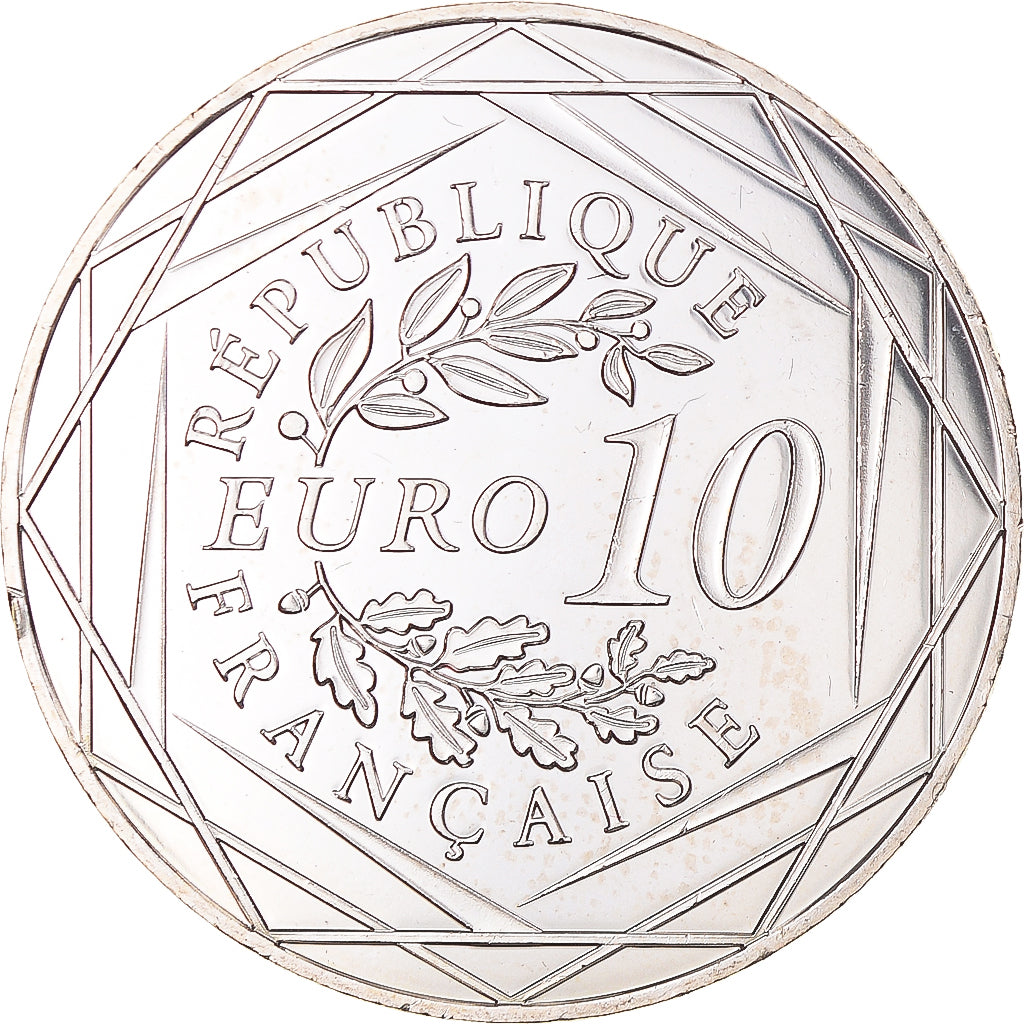 France, 10 Euro, Coq, 2015, MS(63), Silver, Gadoury:EU727
