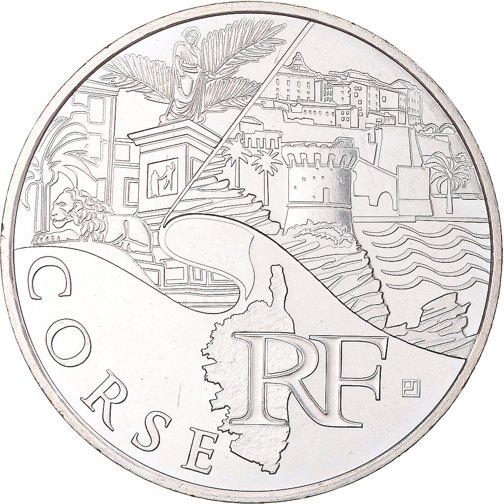 France, 10 Euro, Corse, 2011, Paris, MS(65-70), Silver, KM:1740