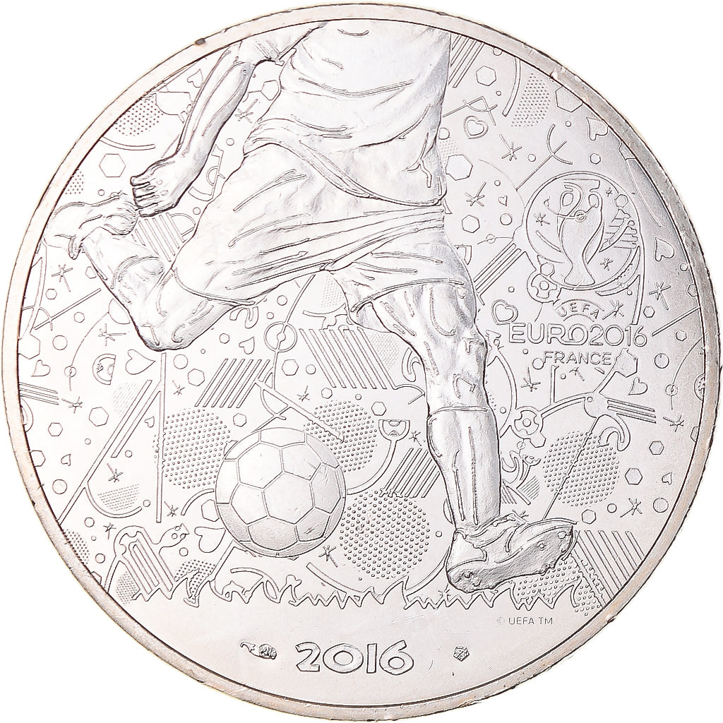 France, 10 Euro, UEFA Euro 2016, 2016, Paris, MS(64), Silver