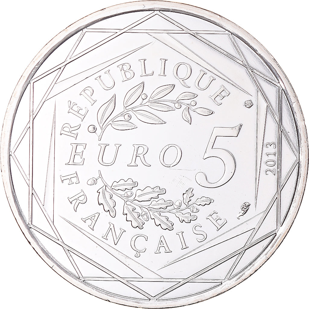 France, 5 Euros, 2013, Fraternité, MS(63), Silver, Gadoury:EU647