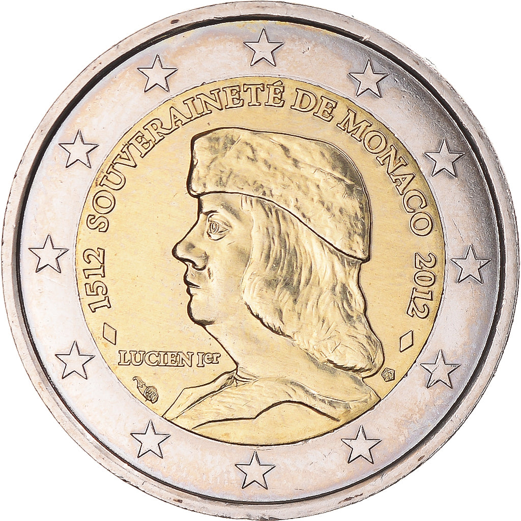 Mónaco, 2 Euro, Lucien Ier de Monaco, 2012, Paris, SC, Bimetálico, Gadoury:MC