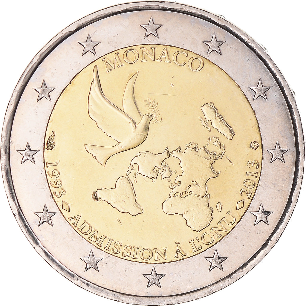 Monaco, 2 Euro, Admission à l'ONU, 2013, MS(63), Bi-Metallic, Gadoury:MC 205