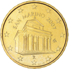 San Marino, 10 Euro Cent, 2007, Rome, MS(63), Brass, KM:443