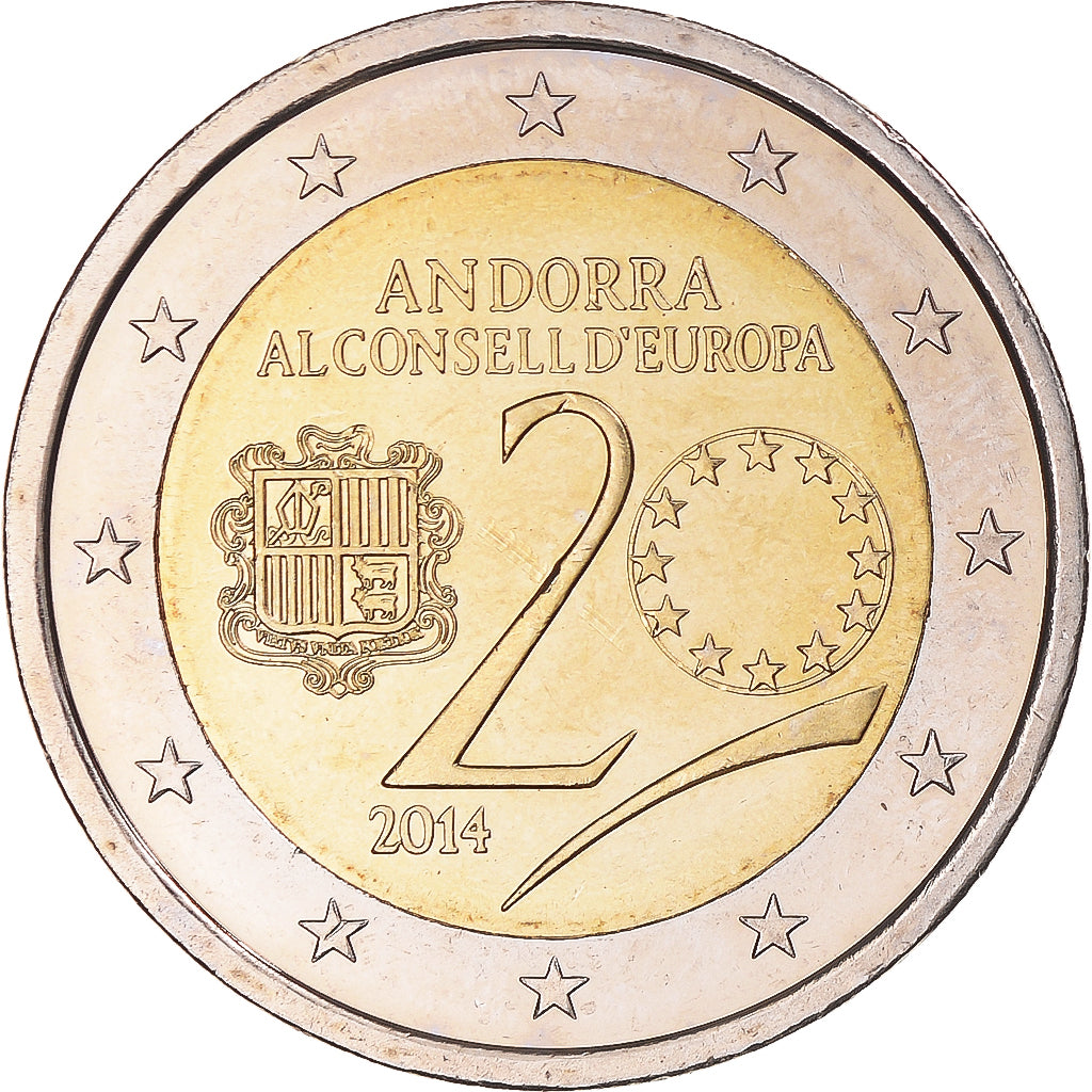 Andorra, 2 Euro, Conseil de l'Europe, 2014, MS(63), Bi-Metallic