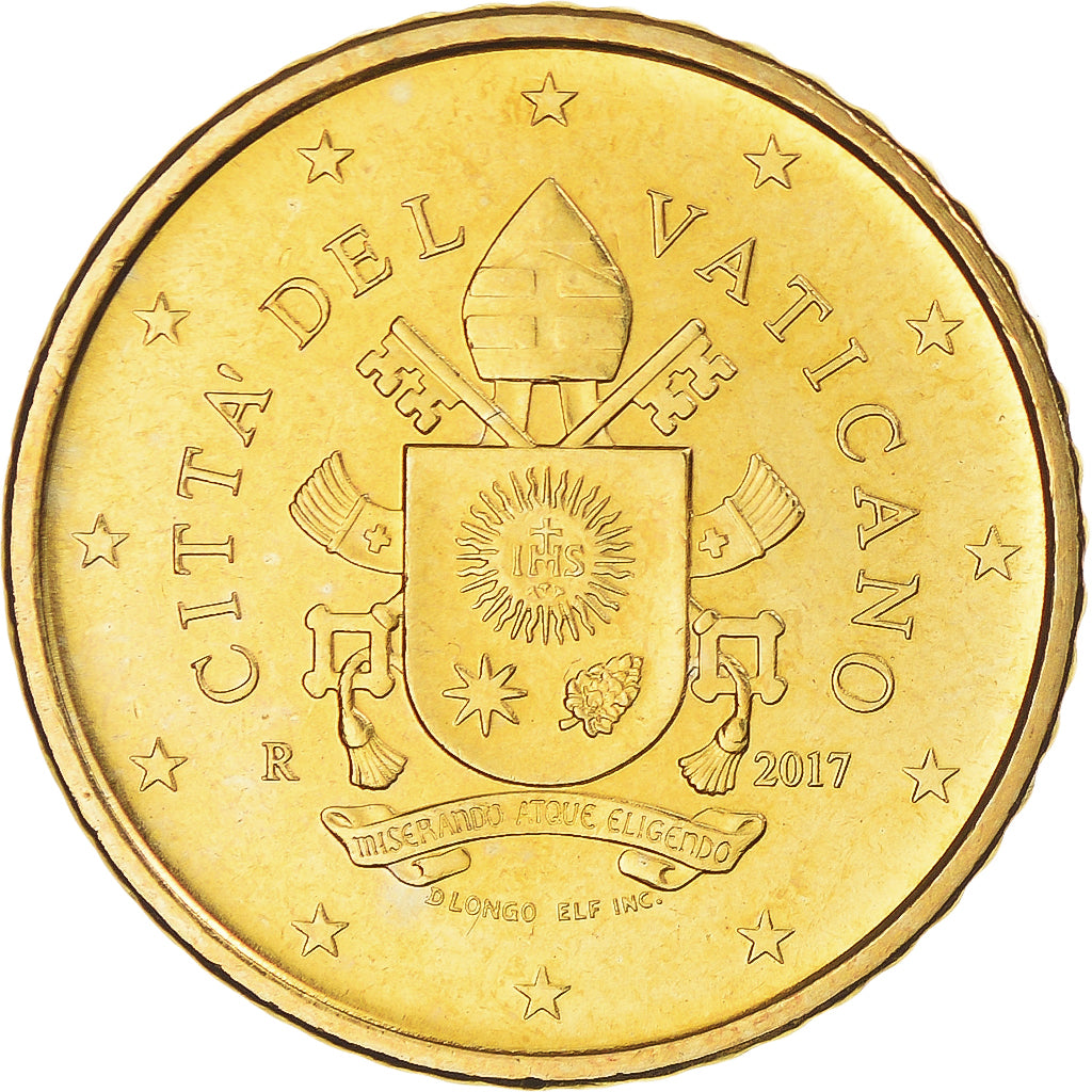 Vatican, 50 Euro Cent, 2017, Rome, 2e type, MS(63), Nordic gold, KM:460.1