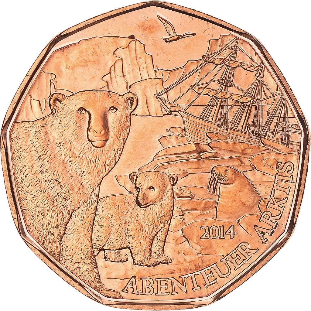 Coin, Austria, 5 Euro, 2014, Vienna, Abenteuer Arktis, MS(65-70), Copper