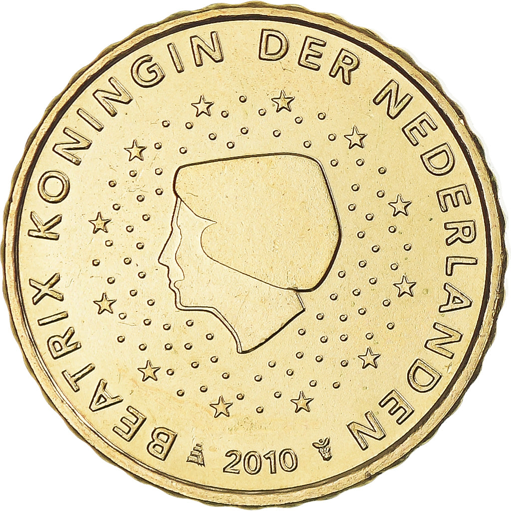 Netherlands, 10 Euro Cent, 2010, Utrecht, MS(63), Brass, KM:268