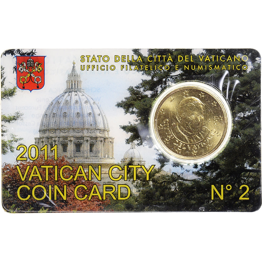 VATICAN CITY, 50 Euro Cent, 2011, Rome, Coin card, MS(65-70), Brass