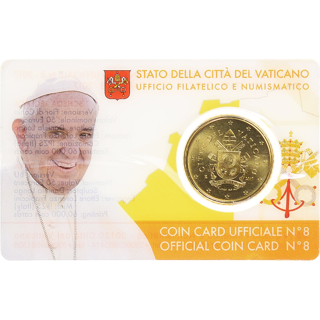 CITTÀ DEL VATICANO, 50 Euro Cent, 2017, Rome, Coin card n°8.FDC, FDC, Bronzo