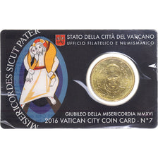 VATICAN CITY, 50 Euro Cent, 2016, Rome, Coin card, MS(65-70), Brass